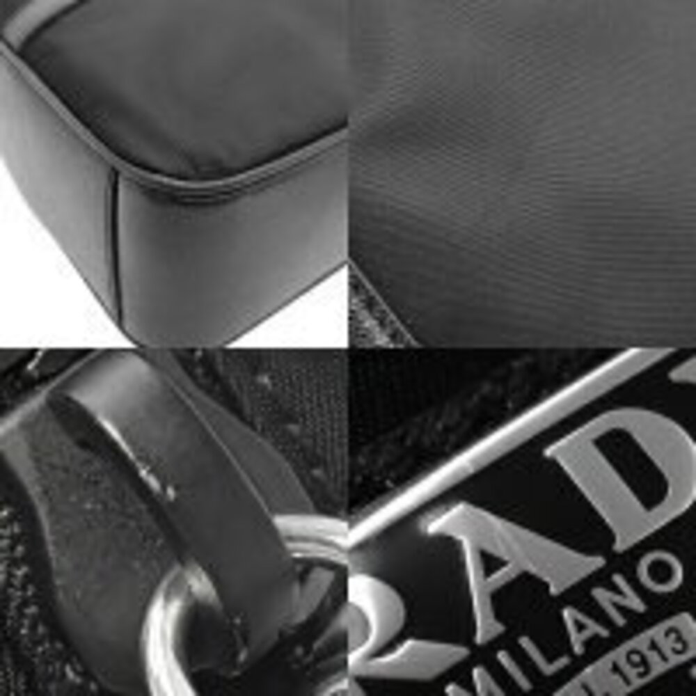Prada triangular logo briefcase bag nylon Saffian… - image 6